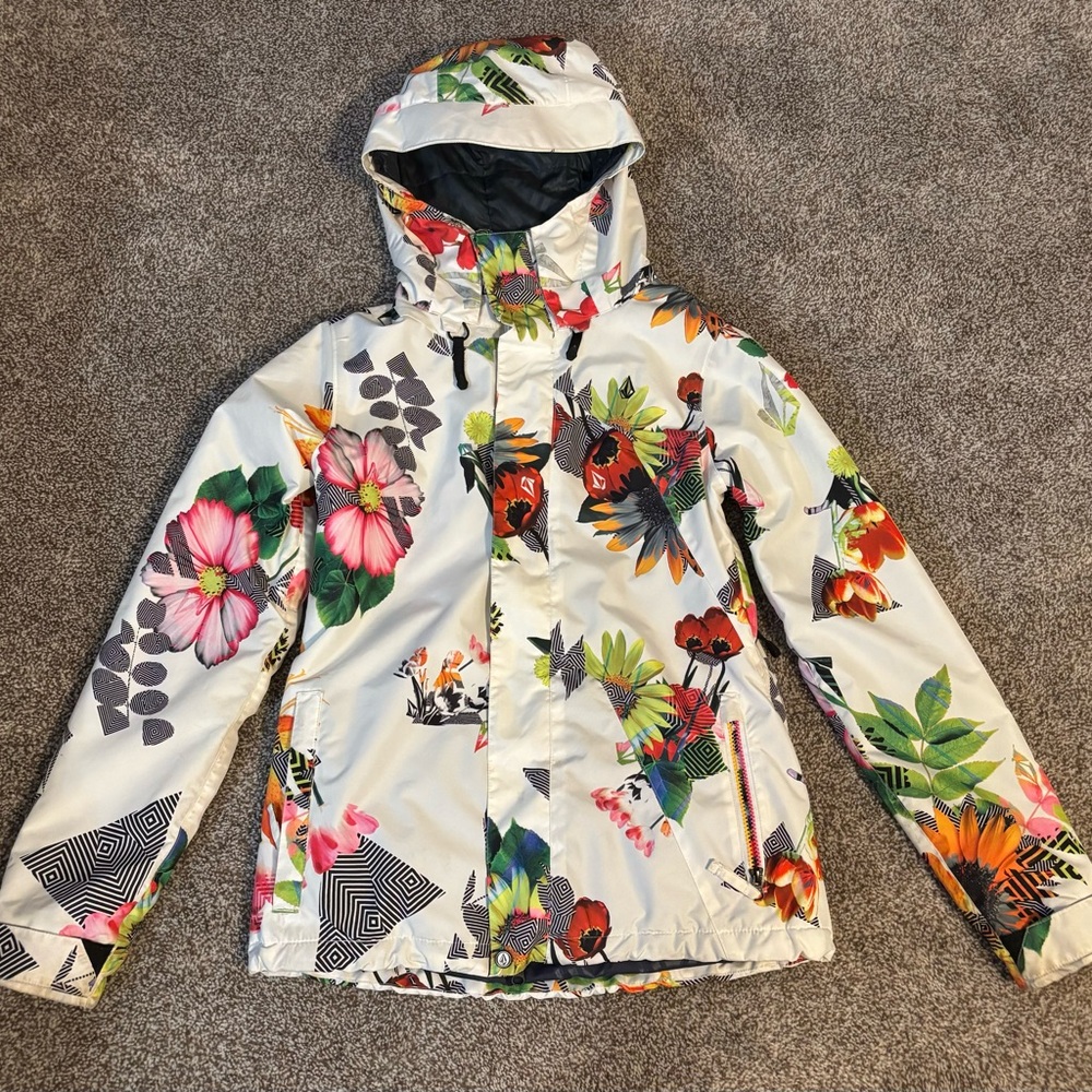 Volcom Floral Patterned Hooded Jacket